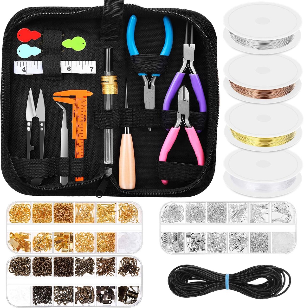 Jewelry Making Supplies Kit, Jewelry Making Kit with Jewelry Making Tools, Jewelry Wires and Jewelry Findings for Jewelry Making